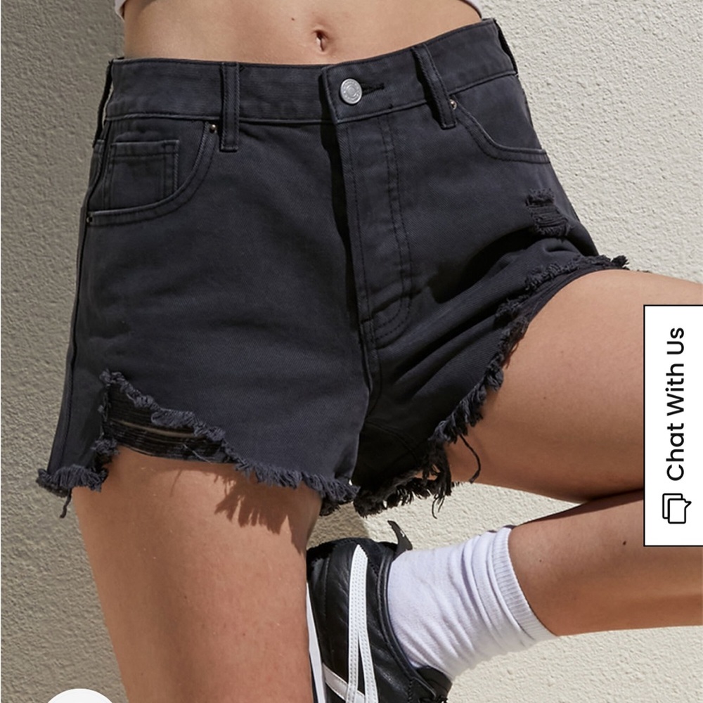 PacSun Black Ripped High Waisted Denim Festival Shorts